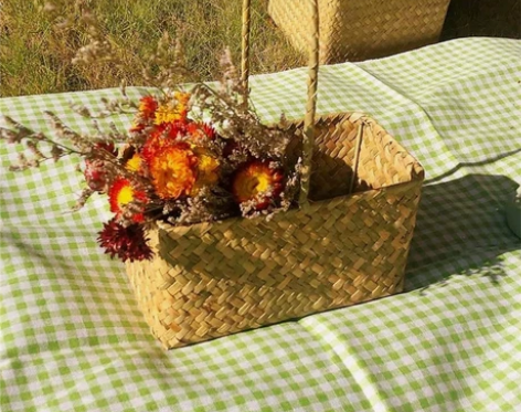 手工编织手提花篮草编收纳筐桌面日式客厅家用...