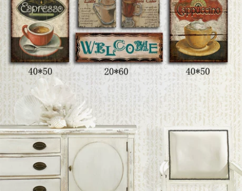 欧美复古怀旧创意个性西餐厅挂画无框画咖啡店...
