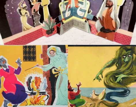 古董立体折纸老人与海1950s/第一唰半布...