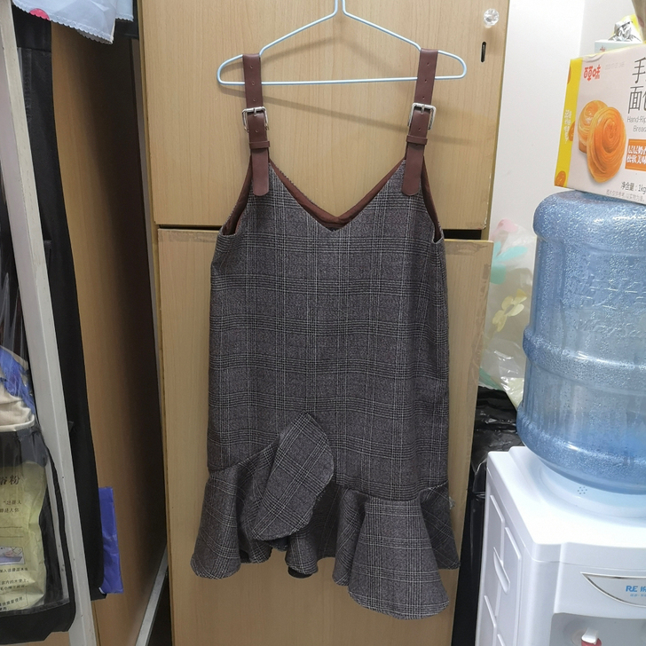 背带裙女连衣裙学院风格纹鱼尾裙减龄女连衣裙...