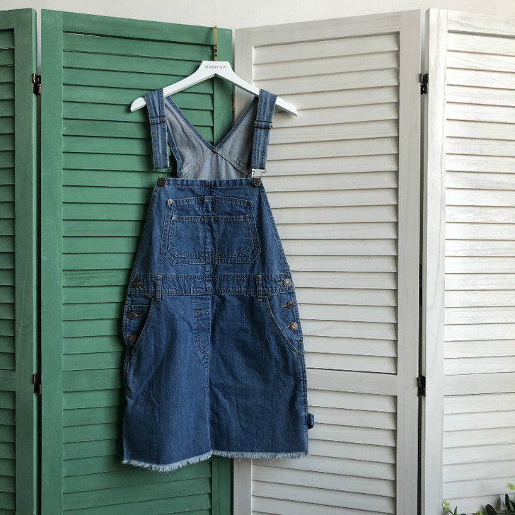 日单 大口袋牛仔背带裙 不退换