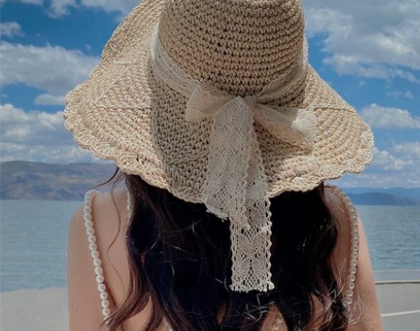 全新2021草帽海边沙滩帽子女夏气质百搭时...