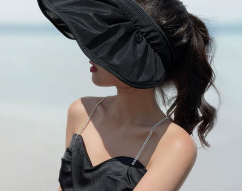 升级版！大檐黑胶遮阳防晒帽防紫外线骑车空顶...