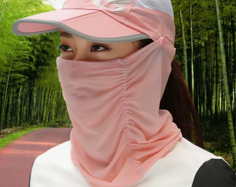 防晒帽子遮脸防紫外线夏天骑车户外钓鱼速干可...