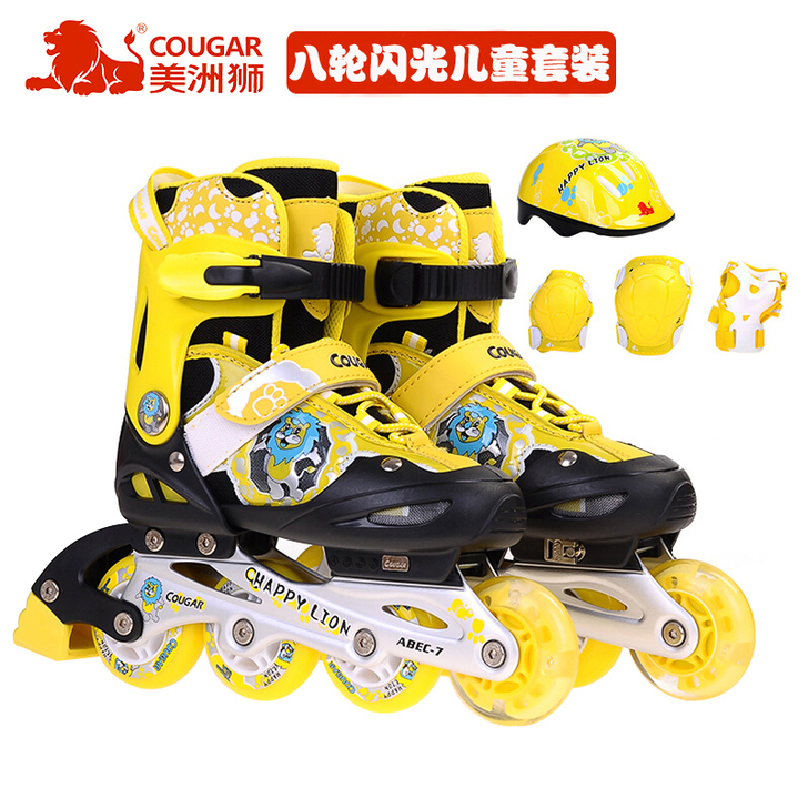 全新正品美洲狮儿童套装溜冰鞋轮滑鞋，旱冰鞋...