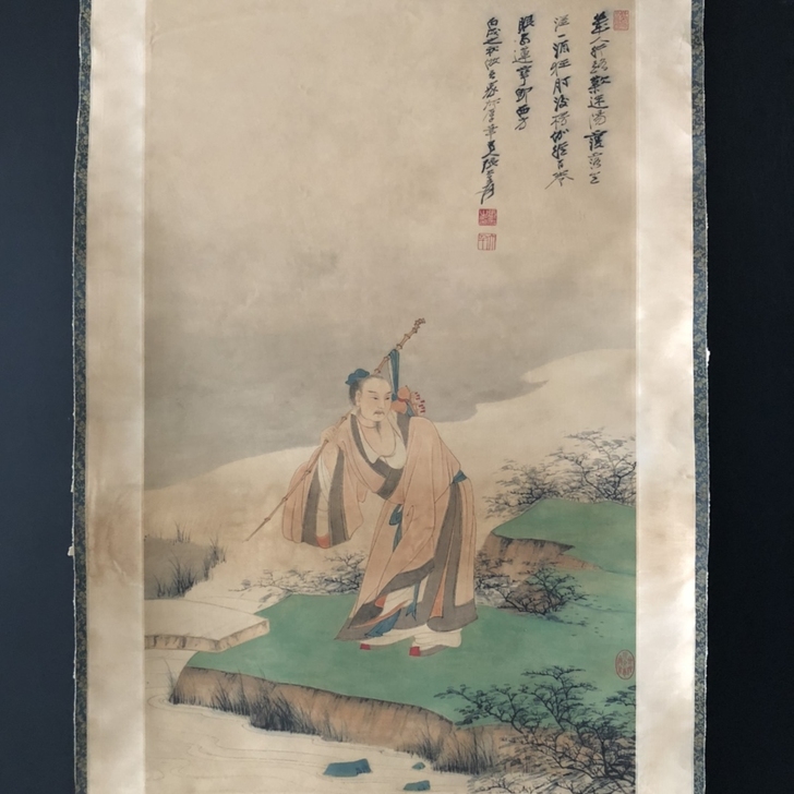古玩收藏农村收到【张大千】觀渡为怡，三尺中...