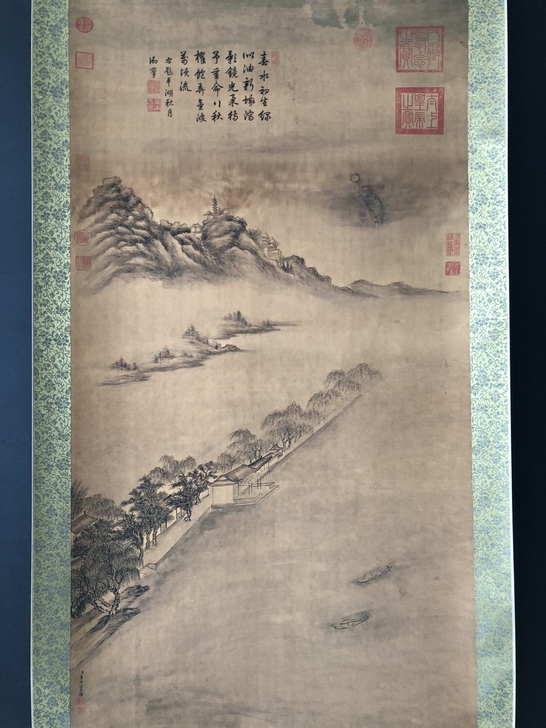 古玩收藏名人名家【董邦运】平湖秋月,清代,...