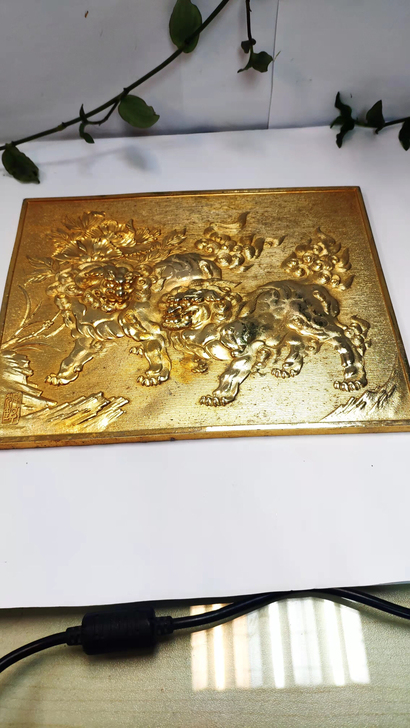 镀金浮雕版画,日本回金属版画,名家作品,合...