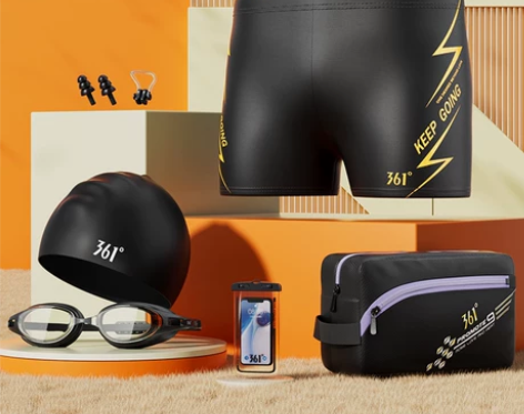 361度游泳装备男泳裤泳帽泳镜三件套专业