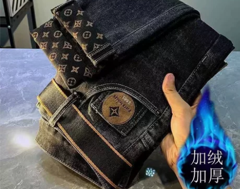 黑色冬季加绒牛仔裤男潮牌2022年新款in...