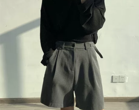 ?西装短裤男宽松直筒韩版潮流港风潮牌ins...
