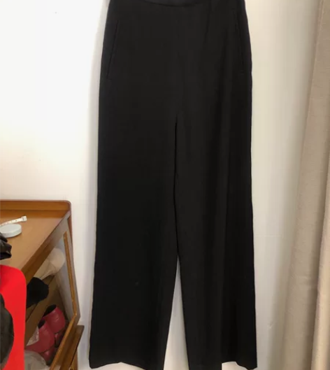 高腰显瘦黑色阔腿裤垂感好不会皱 标都剪了（...