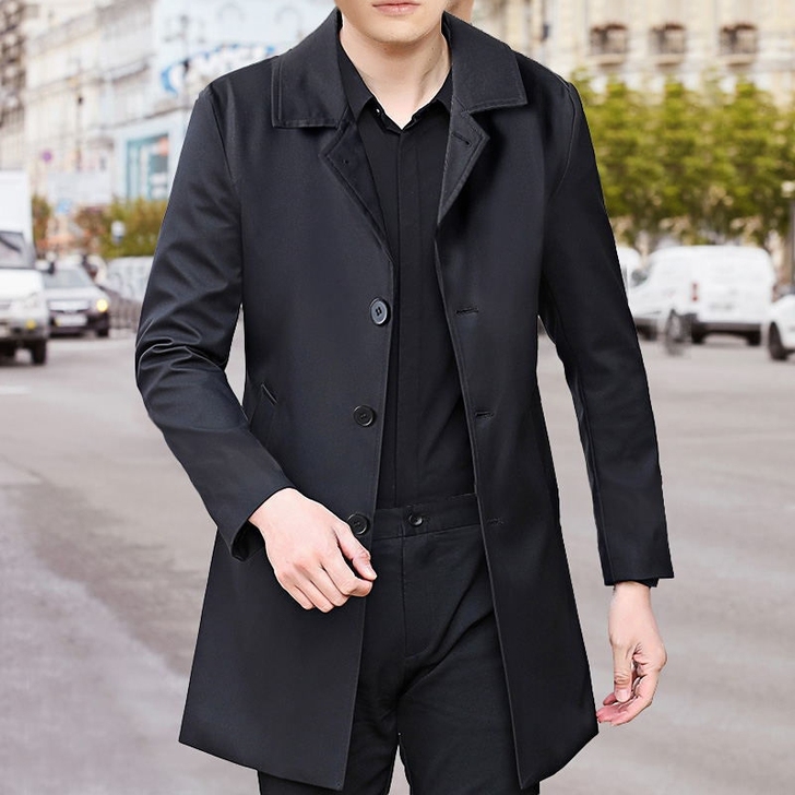 风衣外套男中长款2021秋冬季新款英伦风商...