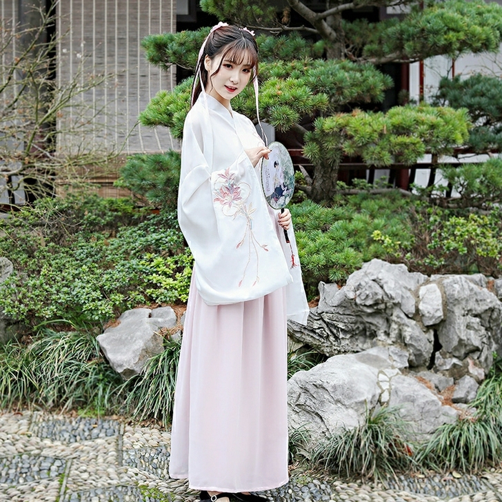 樱花汉服女改良古装女魏晋风襦裙广袖流仙裙飘...