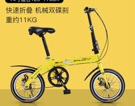 【甜蜜价】菲利普儿童折叠自行车小男孩女童中...