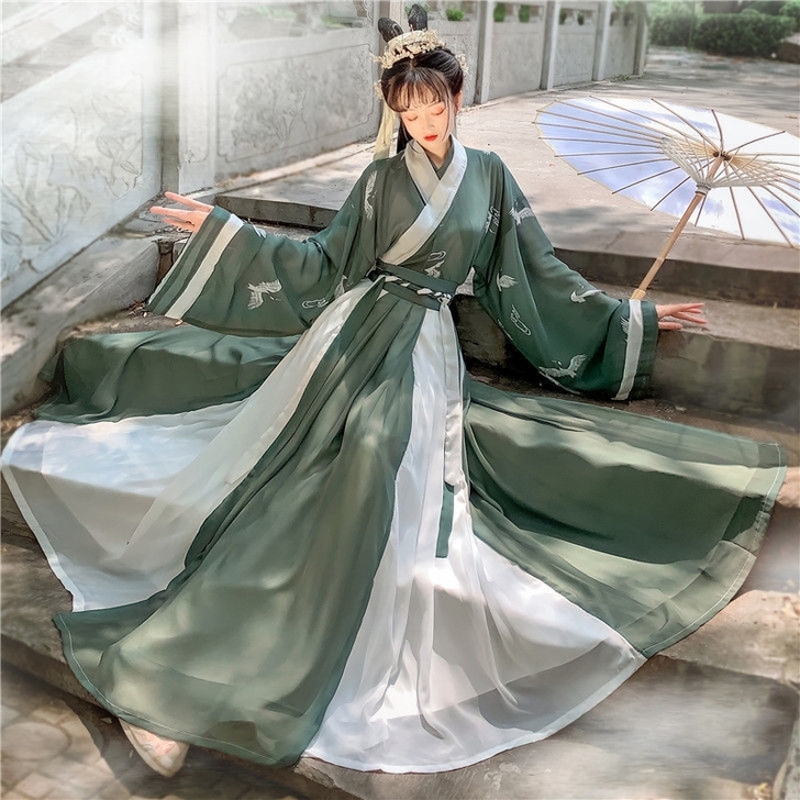 如旭长安故里汉服 齐腰襦裙晋制交领 6米摆...