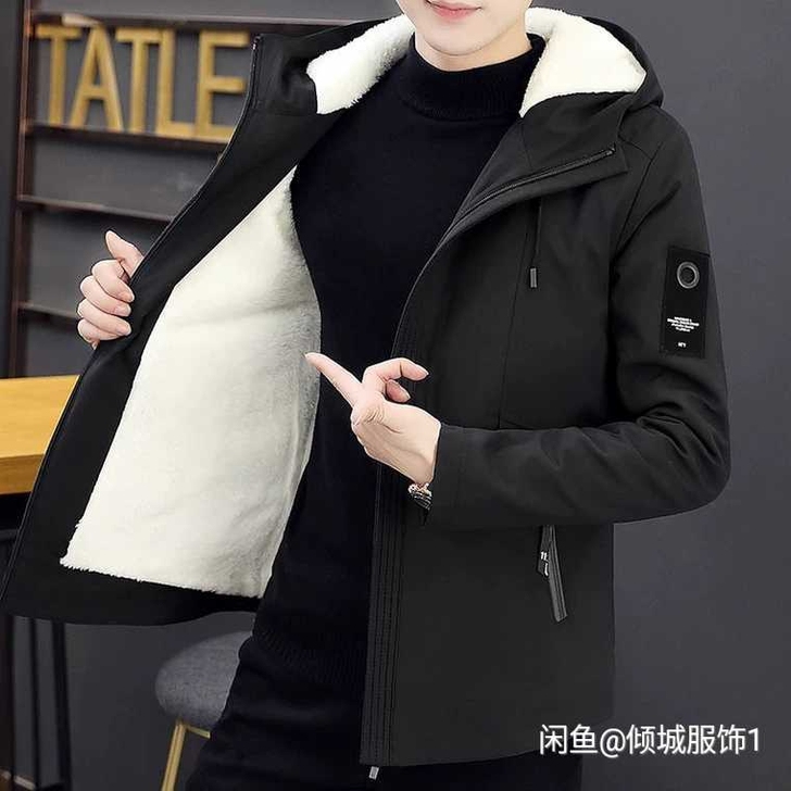 外套男加绒加厚季韩版潮流帅气宽松学生秋冬季...