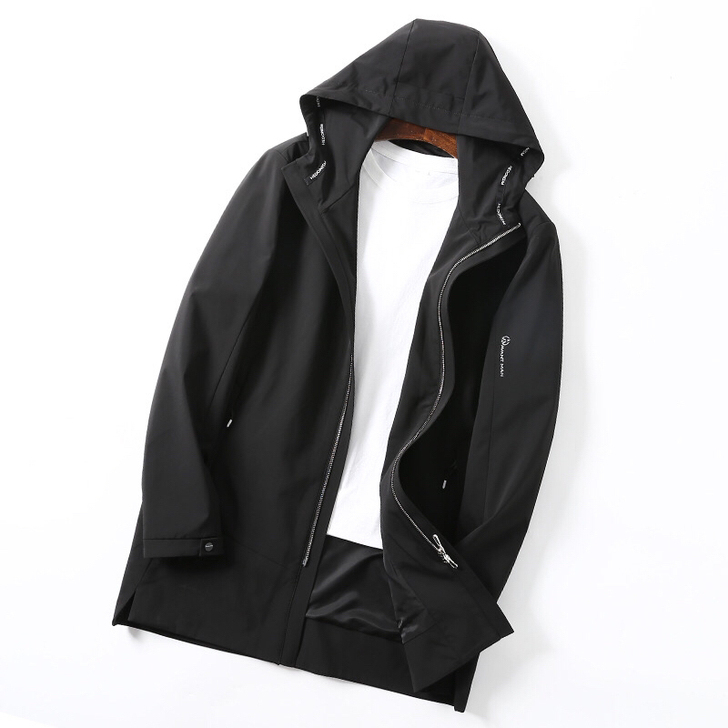 男士黑色中长款外套风衣