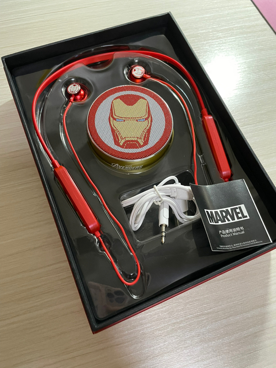 漫威英雄钢铁侠蓝牙耳机+音箱两件套 全新