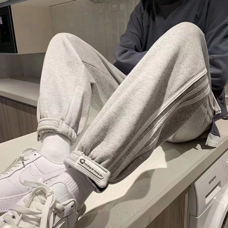 加绒加厚卫裤男卫裤男韩版宽松运动休闲裤潮牌...