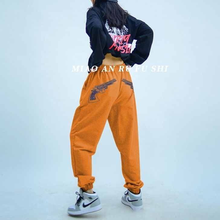 高街风格长裤子ins宽松lisa同款女团练...