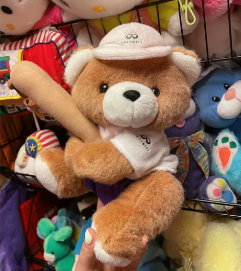 中古老料小熊 英菲尼迪棒球熊 坐高30厘米...