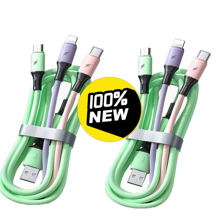 6A超级快充三合一充电线适用手机苹果安卓T...