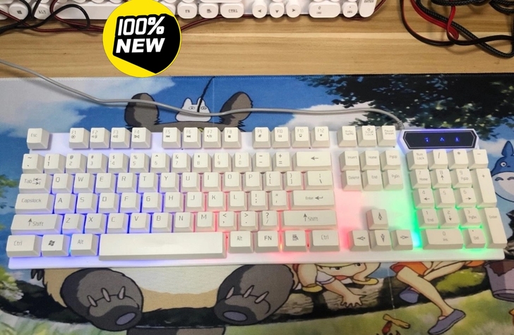 发光键盘鼠标套装 机械手感游戏键盘全新包邮...