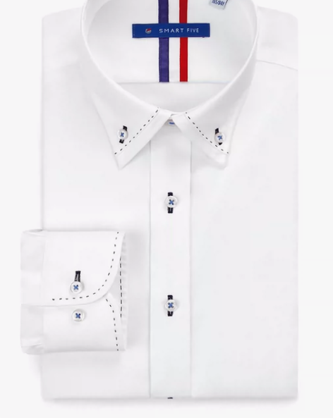 衬衫衬衣男白衬衫潮流拼接时尚商务韩版纯色长...