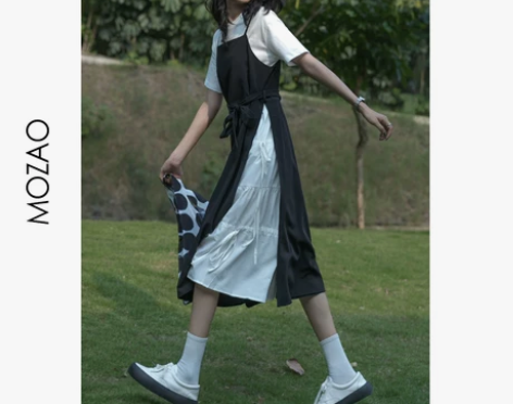 MZ吊带连衣裙女夏2021新款假两件设计感...