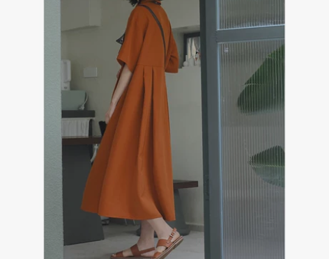 ?法式宽松连衣裙 + 丝带 后面有一个小瑕...