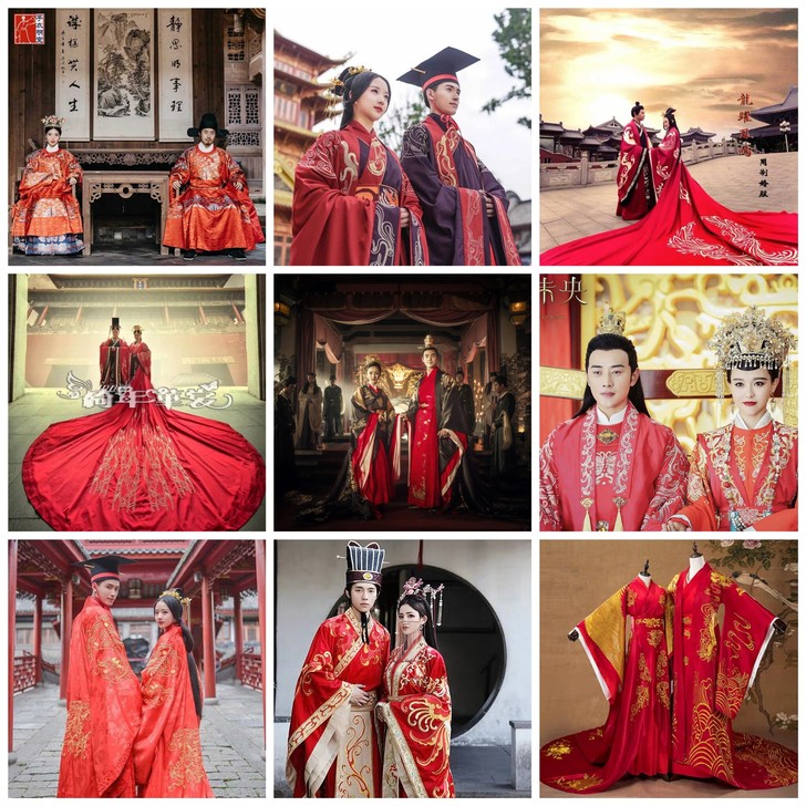 汉服婚服凤冠霞帔拖尾皇后装古装中式婚服出租...