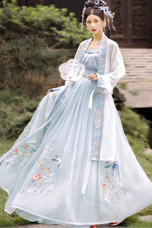 汉服女凤鸾宋制长褙子齐腰襦裙宋抹绣花正品中...