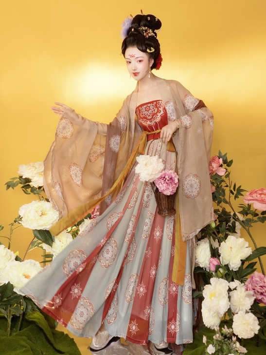 玉术原创汉服女霓裳诃子裙大袖衫唐制春夏刺绣...