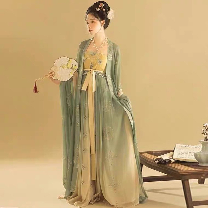 柯子裙汉服女夏中国风唐制大袖衫刺绣春秋新品
