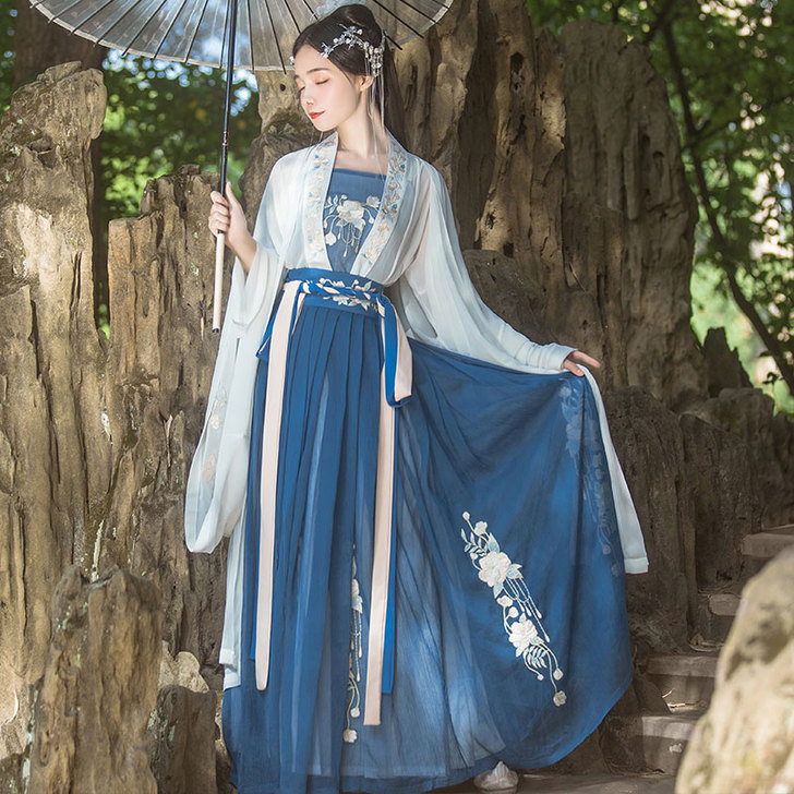 桔屿正品原创汉服女解语对襟齐腰襦裙重工刺绣...