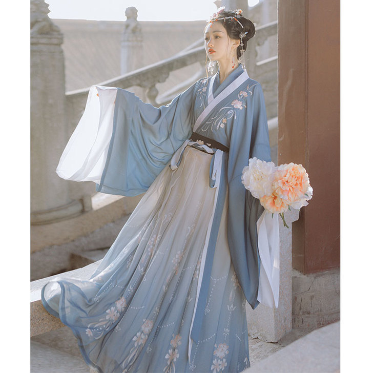 桔屿梧桐落汉服女中国风交领大袖齐腰襦裙大摆...