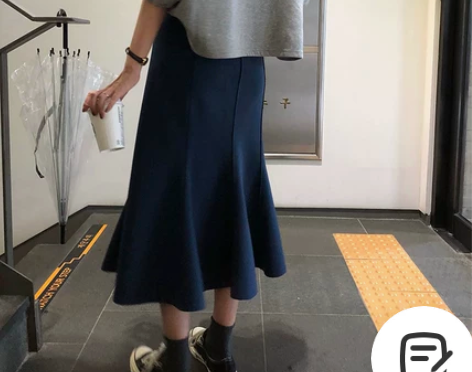 nini 秋冬复合加厚显瘦包臀裙弹力鱼尾裙...