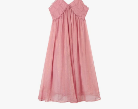 法式茶歇吊带裙高级感雪纺仙女裙夏季粉色气质...