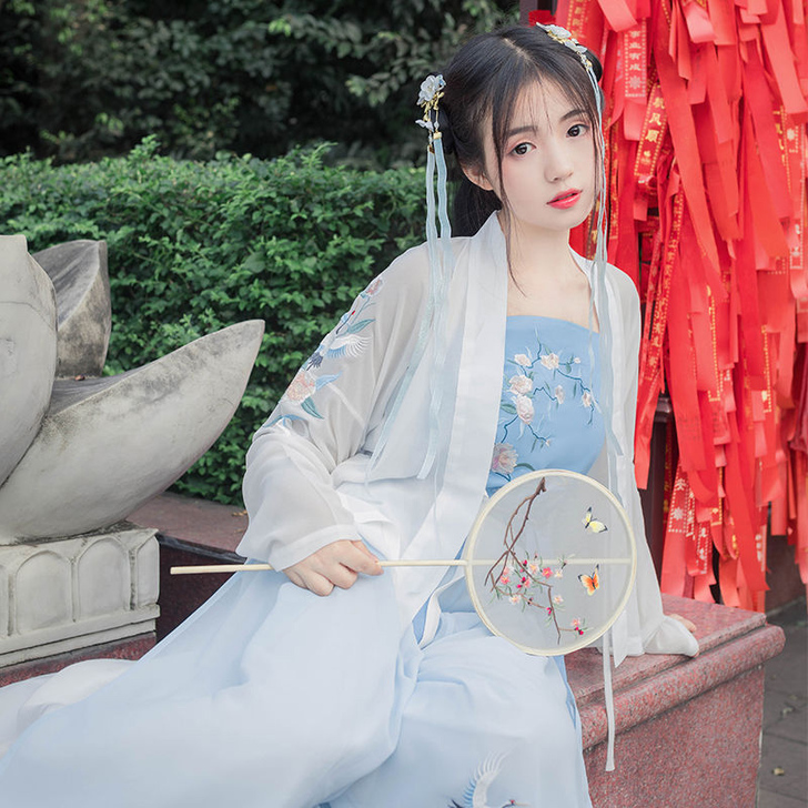 【酒中仙】花朝记汉服原创仙鹤刺绣对襟短褙子...