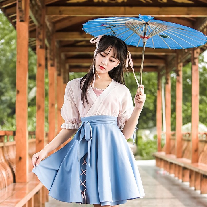 徐娇【织羽集】同款微雨汉服女夏装学生汉元素...