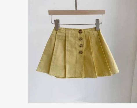 1、全新带吊牌!假两件纯棉半身百褶裙 藏青...