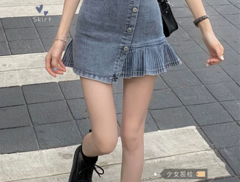 辣妹牛仔半身裙女2021年春季新款高腰显瘦...