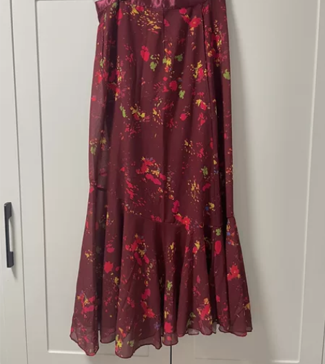 鱼尾裙夏装半身裙红色花纹 参考：本人身高1...