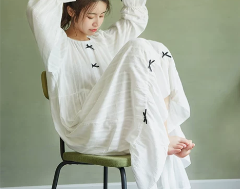 长袖睡裙女春秋薄款纯棉睡衣小仙女风公主风中...