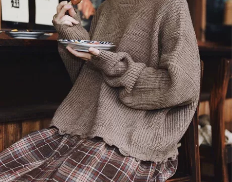 日系女装森系毛衣女秋冬加厚温柔套头可爱文艺...