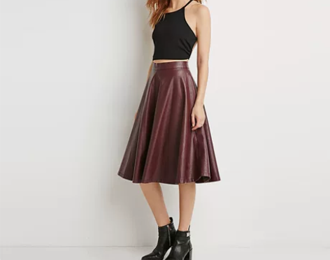 [转卖]Forever21仿皮A字伞裙半身...