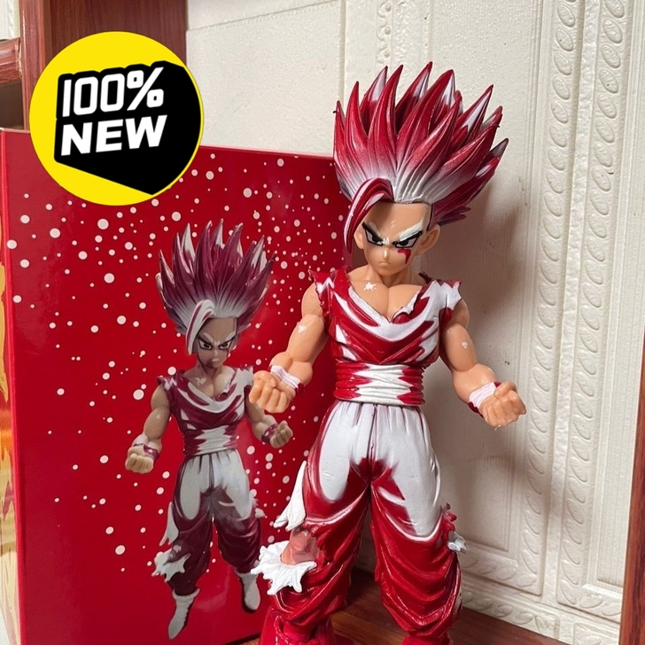 中国红优质版七龙珠觉醒悟饭赛亚人手办模型摆...