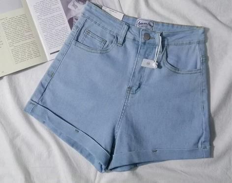 白色牛仔短裤女夏2021新款chic夏天高...