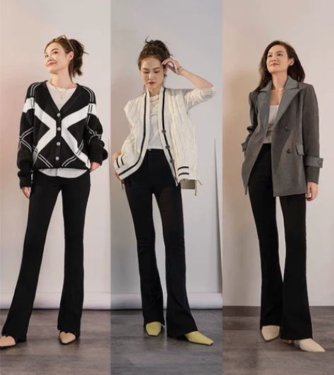 美洋MEIYANG魔法喇叭牛仔裤显瘦高腰直...